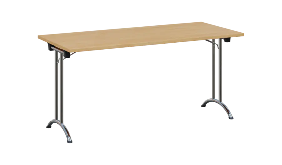 SLC 160 chrom skládací jednací stůl 1600x700, deska 25 mm, podnož chrom, deska javor horský